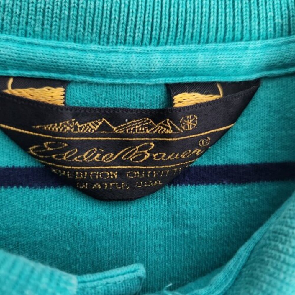 Eddie Bauer VTG Polo‎ Shirt Men XL Blue Stripe Made in USA Short Sleeve Golf - Picture 3 of 8